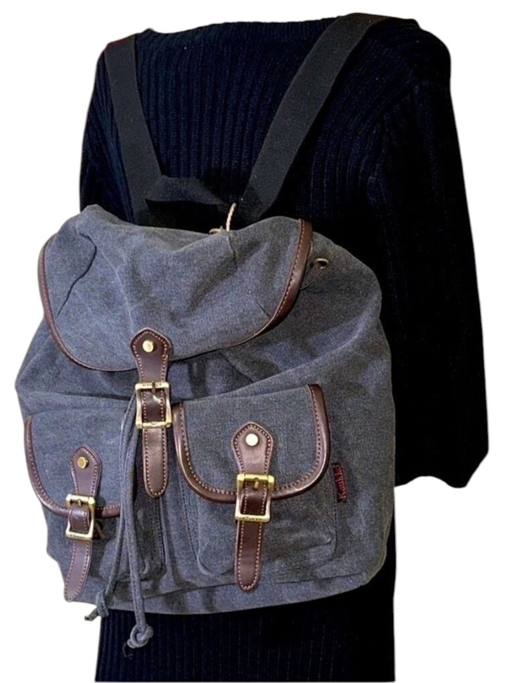 NEW Kaukko Gray Heavy Duty Vintage Style Canvas Backpack 15"